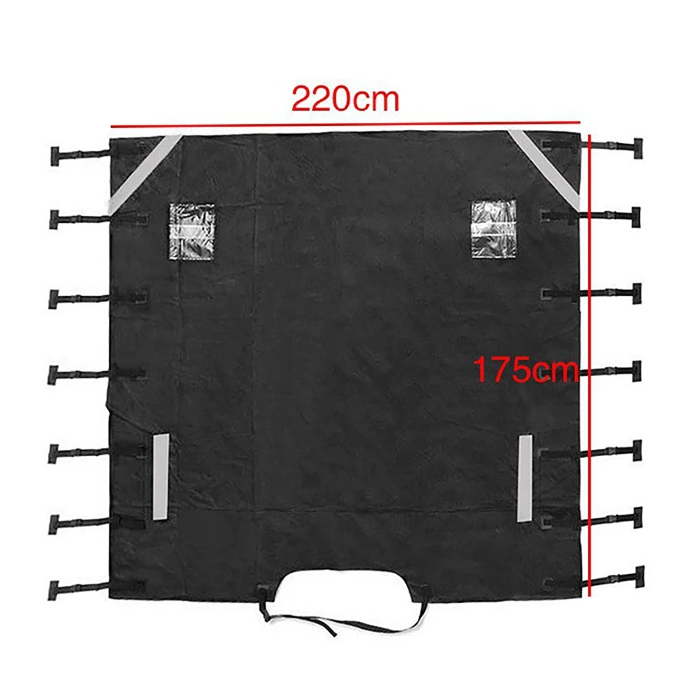 الجبهة Wwindshield سحب غطاء أسود أكسفورد القماش مقاوم للماء ظلة غطاء حامي مع 2 أضواء عالمية ل قافلة RV #2