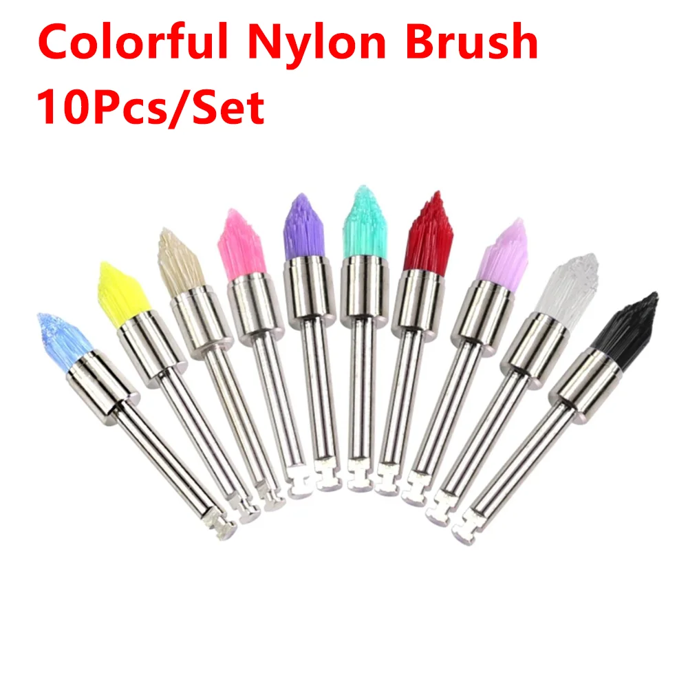 10pcs/Box Disposable Dental Polisher Nylon Bristle Brush Dentist Tools Polishing Polisher Cup Teeth Whitening Prophy Brushes