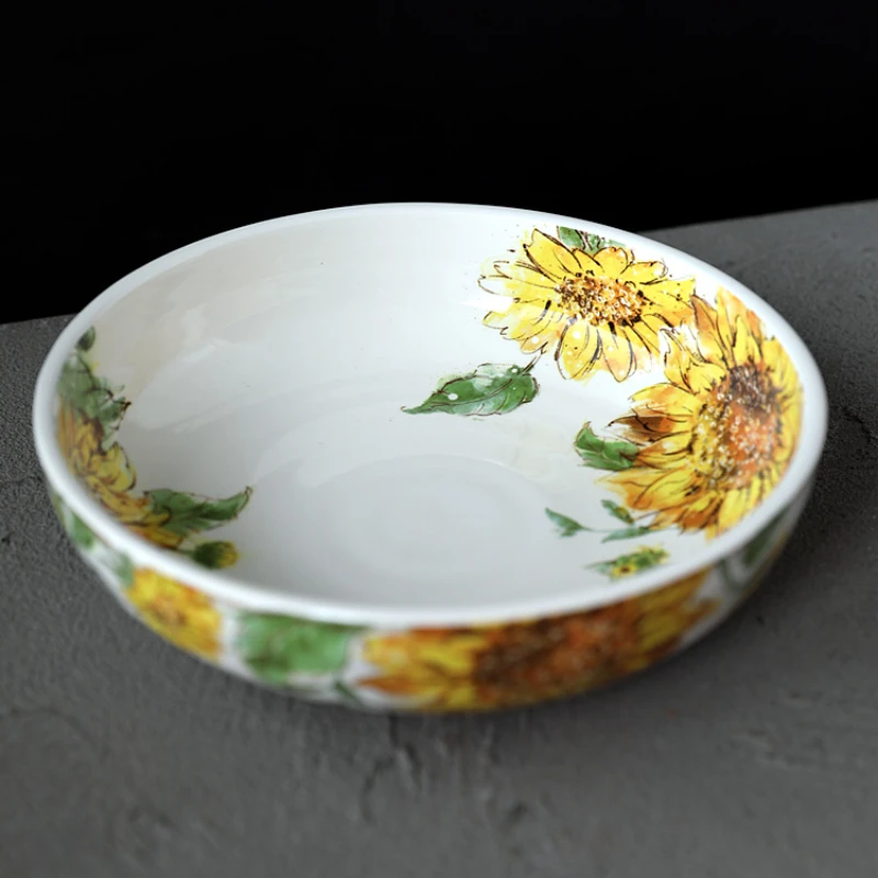 

Creative ceramic sunflower deep dish salad dish export deep dish dish.