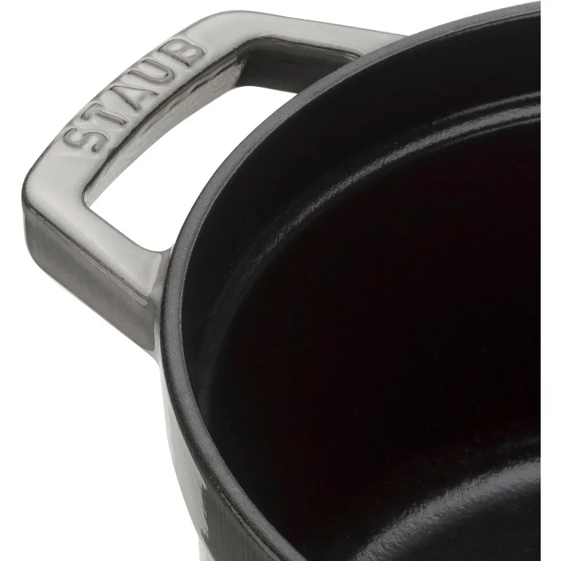 STAUB Cast Iron Roaster/Cocotte, Round, 34 cm, 12.6 L, Graphite Grey