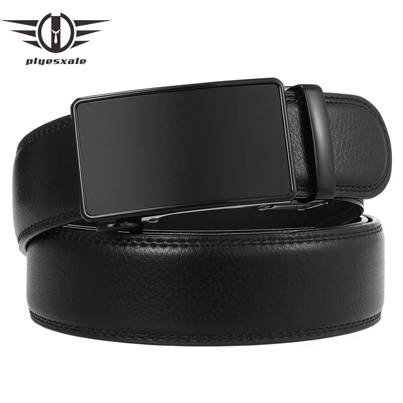 

Plyesxale New Arrival Black Men Belt Genuine Leather Automatic Ratchet Strap Luxury Mens Formal Belts Business Dress Belt B989