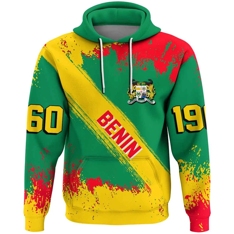 Benin Flag Map 3D Print Hoodies For Men Clothes Casual Boy Tracksuit National Emblem Pullovers Africa Country Hoody Sweatshirts