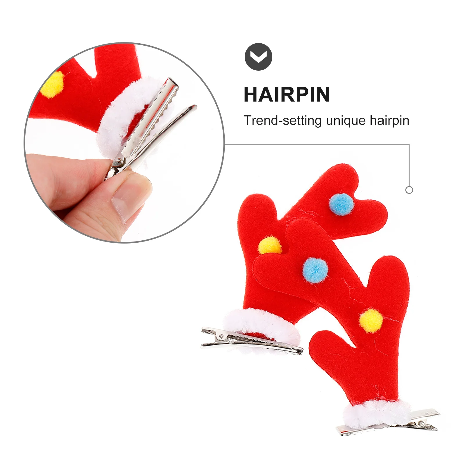 4 قطع من مشابك الشعر على شكل قرن الغزلان، دبابيس شعر على شكل جرس عيد الميلاد، أغطية رأس إبداعية، غطاء رأس مزخرف لحفلات الكرنفال #4