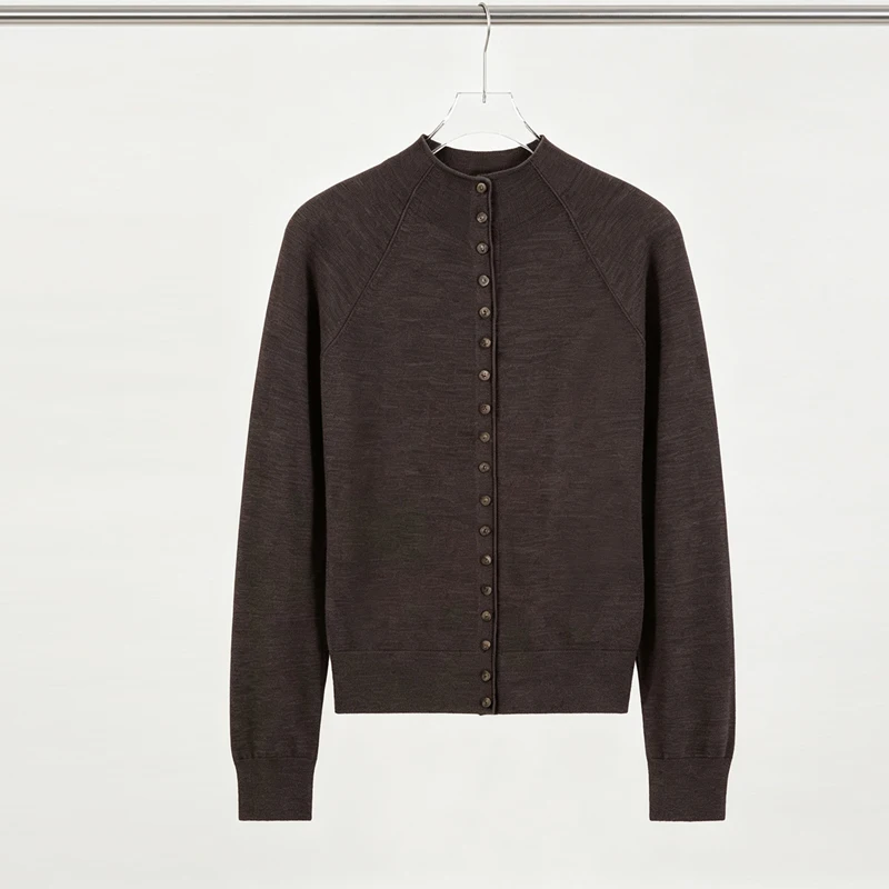 New Soft Comfortable Stand-Up Collar Sweater Cardigan Women Simple Single Breasted Cardigans Coat Autumn Solid Knitted Outerwear