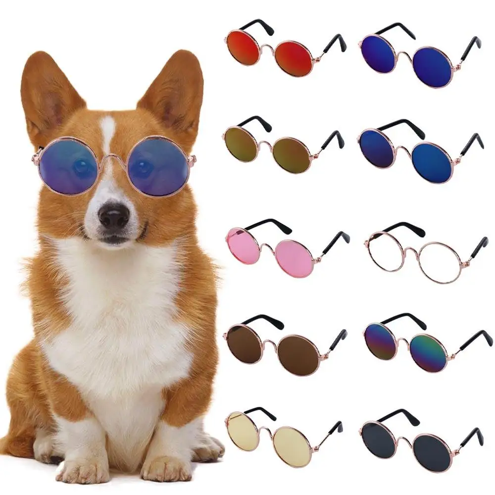 12 Colors Fashion Round Pet Sunglasses Reflection Vintage Puppy Kitten Eyewear Daily Outdoor Travel Pet Costume Decoration