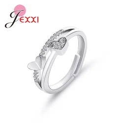 Genuine 925 Sterling Silver Love Heart Shape Finger Rings For Women Girls Band Engagement Statement Wedding Jewelry Anel