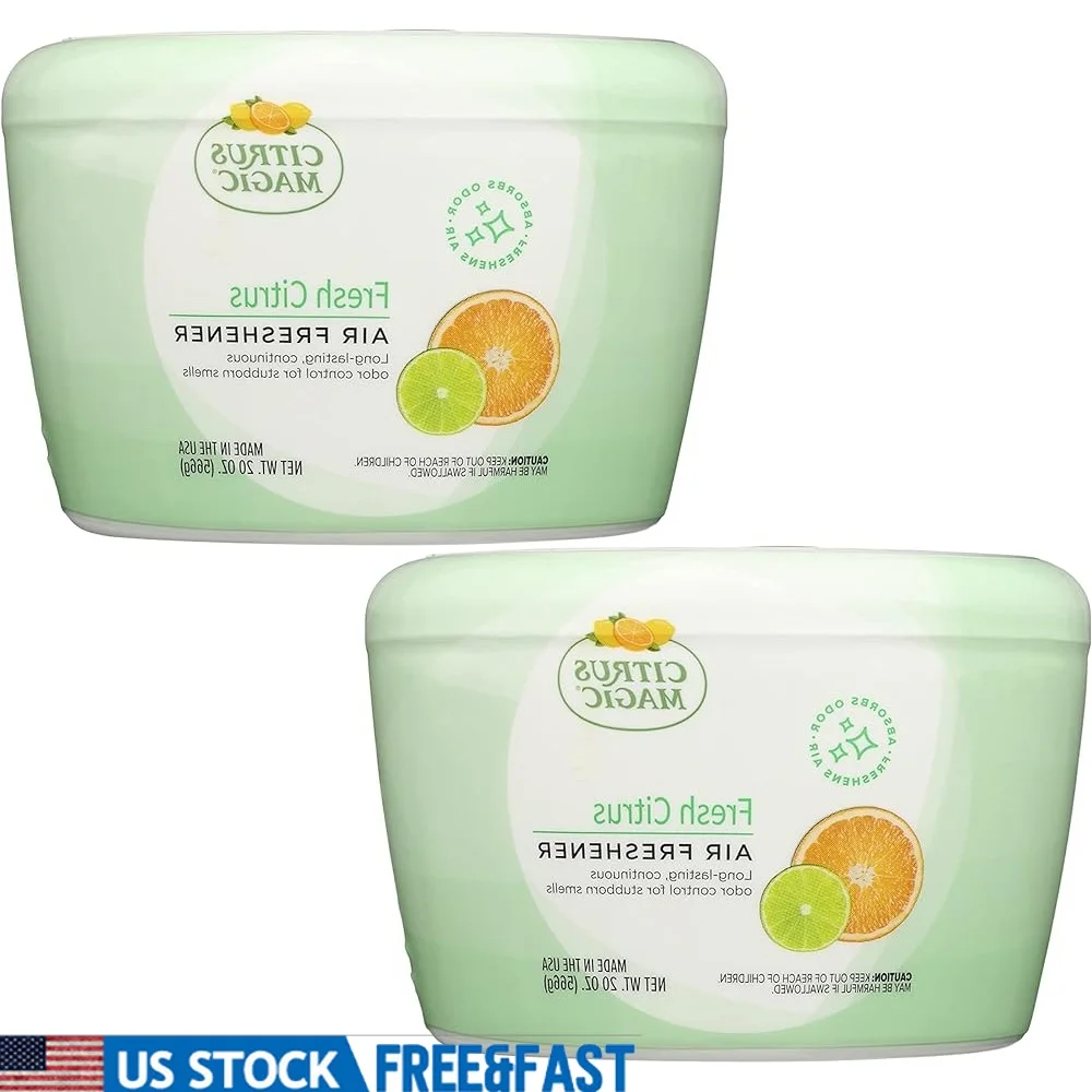 

Освежитель воздуха, поглощающий запах, твердый свежий цитрусовый, упаковка из 2 шт., длительный контроль запаха, идеальный домашний автомобильный шкаф, прачечная