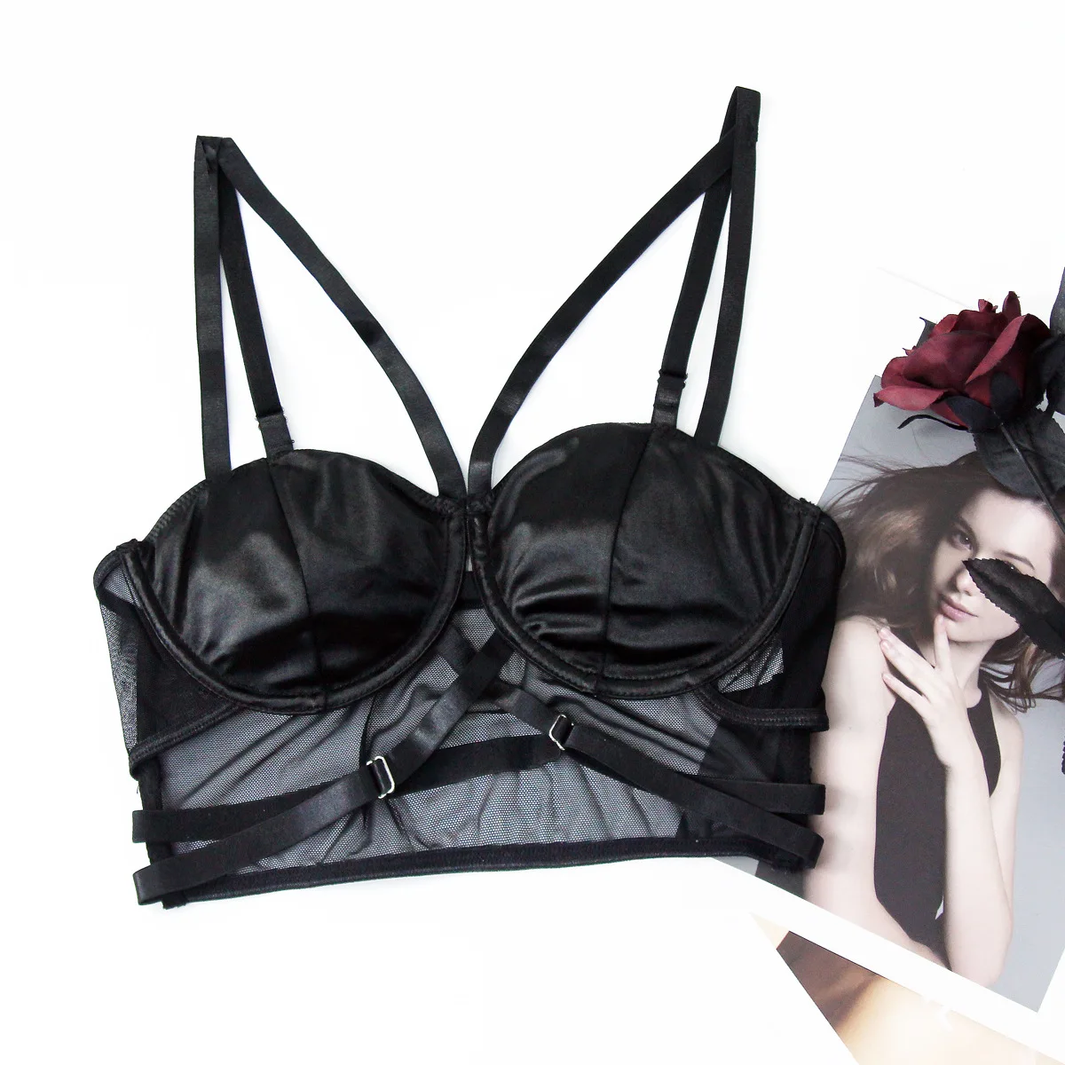 رفع السباغيتي الأشرطة عبر أعلى الكورسيهات مثير الدانتيل ضمادة المحاصيل الأعلى للنساء الصيف الشارع الشهير بالجملة #1