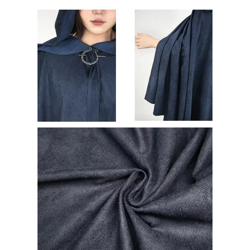 عباءة بقلنسوة كوسبلاي في القرون الوسطى كيب الهالوين كرنفال للجنسين الكبار ماجى الساحرة فستان ويكا إخفاء فستان قوطي Vam