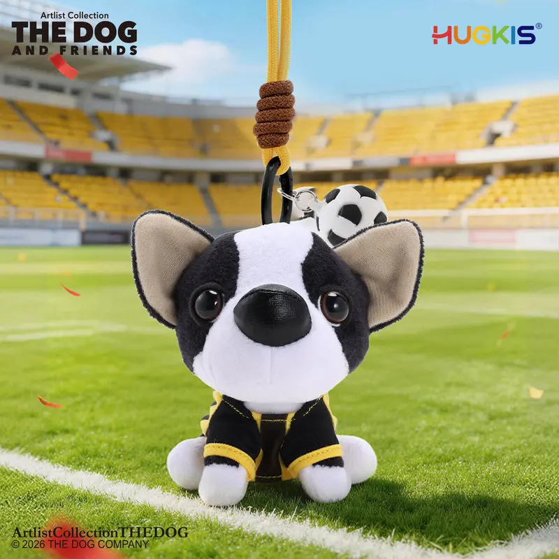 HUGKIS THE DOG Soccer Style Plush Dog Keychain Fuzzy Plush Pendant Bag Charm Backpack Decor Car Key Ring Lovely Animal Accessory view 3