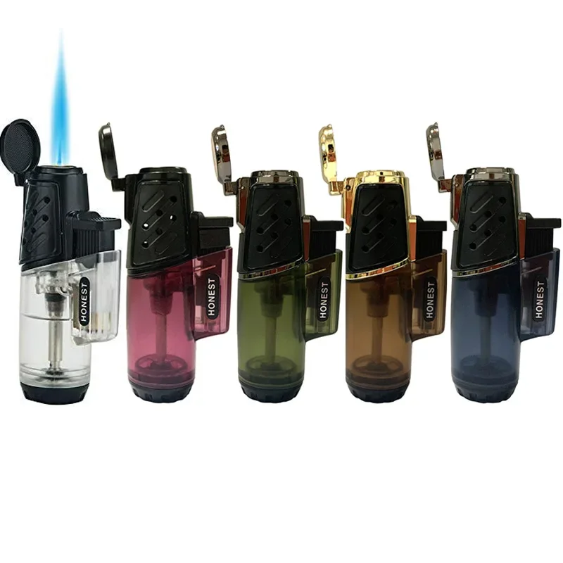 

Honest Jet Cigar Lighter Windproof Turbo Strong Flame Gas Butane Refillable Torch Lighter with Butane Window Gadgets for Men