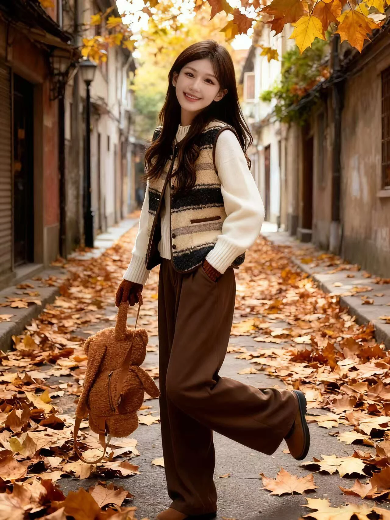 

Ретро-корейский полосатый жилет для женщин, осенне-зимний, свободного кроя, универсальный, для многослойных образов, для повседневной носки, для активного отдыха