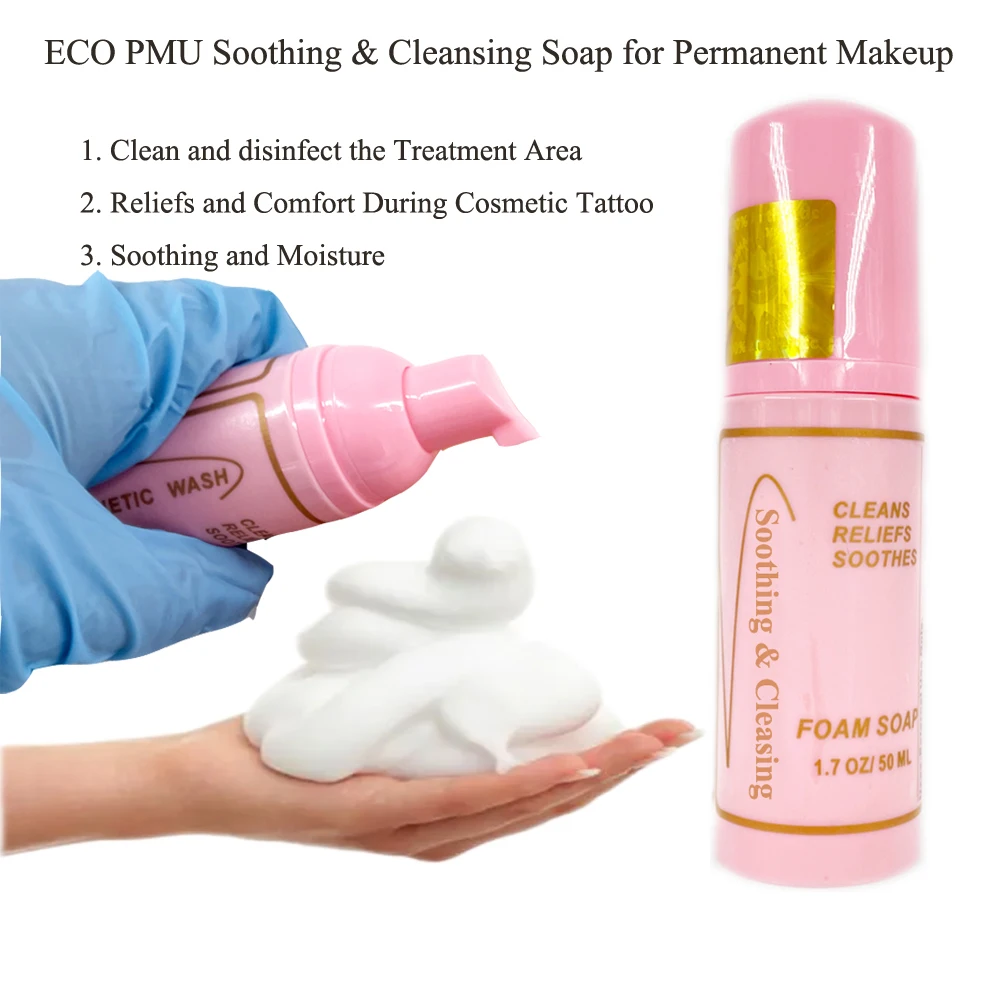 ECO PMU Soothing & Cleansing Foam Soap For During Care Lip Blush Tattoo and Eyebrow Microblading 50ml/bottle