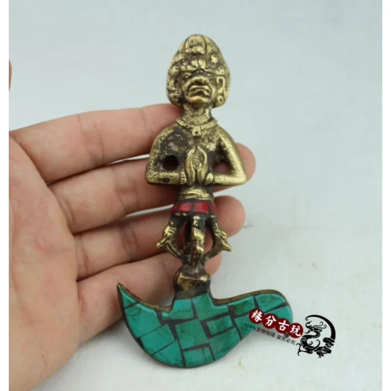 MOEHOMES CHina religious objects-Buddha weapon Green pine Vajra Dorje Kingkong Buddhist ritual apparatus,Decorative metal crafts