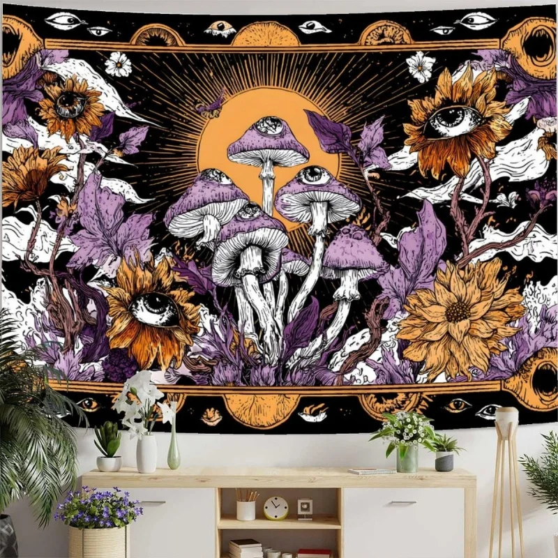 Bohemian Hippie Style Retro Floral Wall Decoration Tapestry Bedroom Living Room Dormitory Polyester Fiber Wall Hanging
