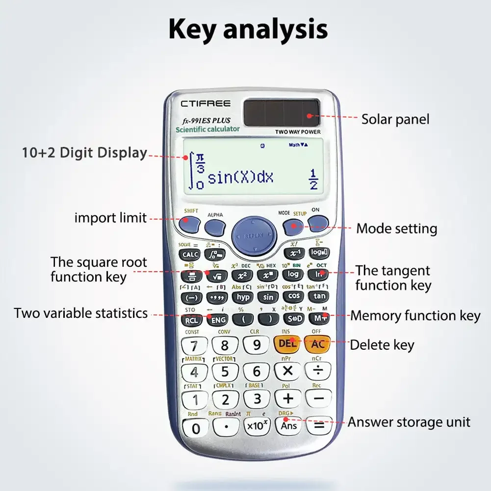 Calculator for 991ES-PLUS Original Scientific Calculator 417 Functions for High School University Students Office Coin Battery