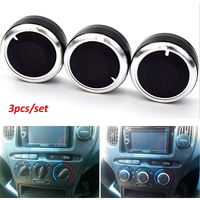 3x Fit For Toyota Yaris Vitz Echo 98-05 Switch Knob Knobs Heater Heat Climate Control Buttons Dials Frame Ring A/C Air Con Cover
