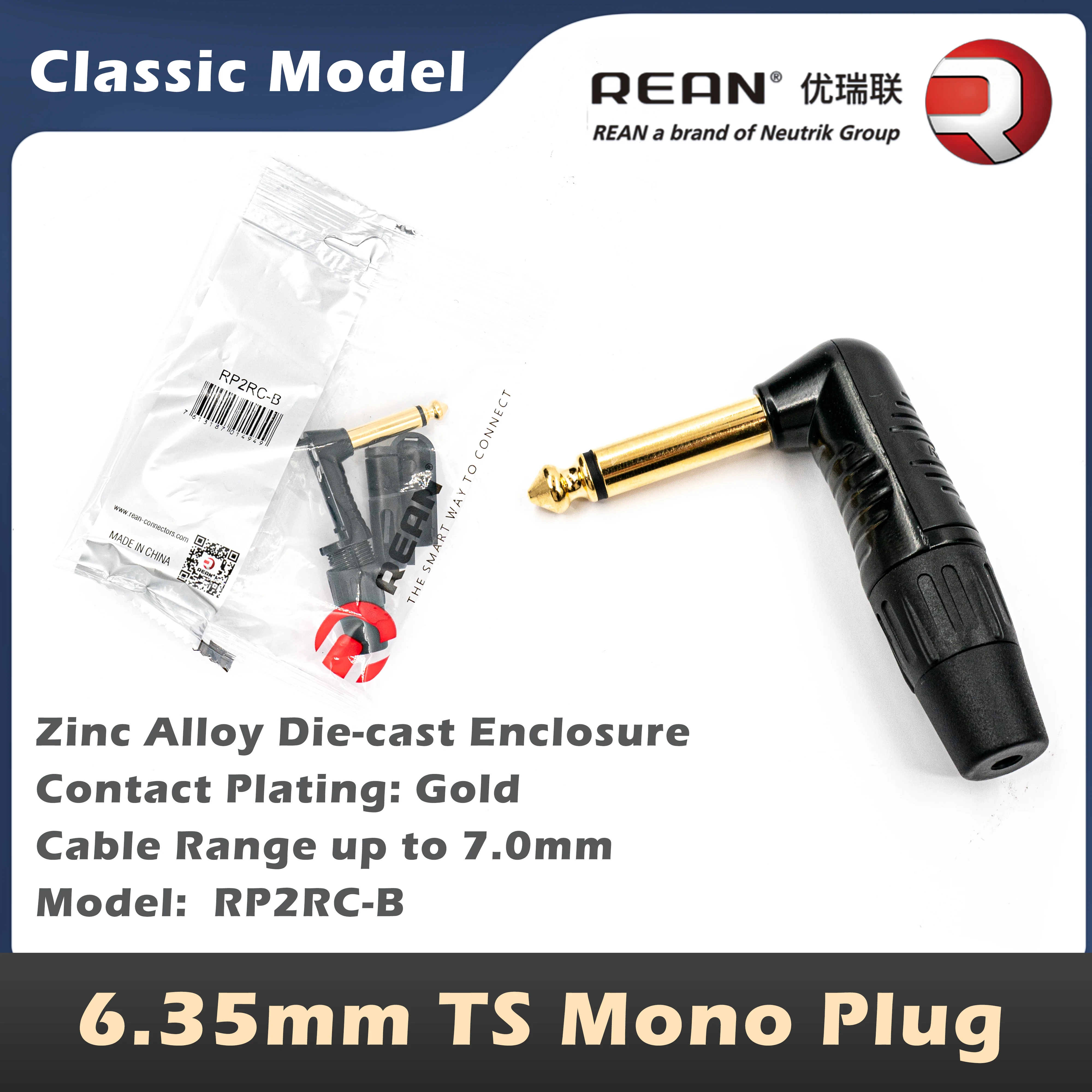 Neutrik's REAN 6,35 mm stereo TRS-audiostekker 6,35 mm mono TS audiokabelstekker 1/4 "telefoonstekker aansluitingen NYS201D NYS202D