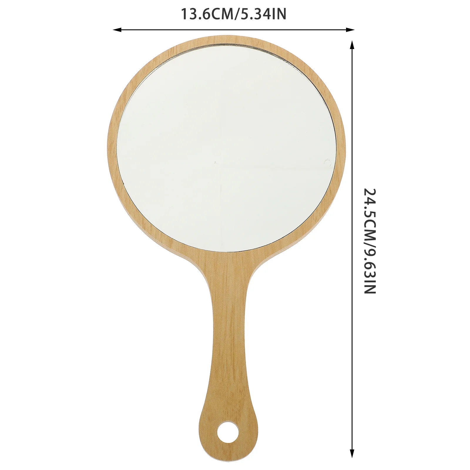 Handheld-Make-up-Holzgriff, tragbarer runder Spiegel für Reisen, täglicher Gebrauch, kompakter, leichter Kosmetik-Handspiegel
