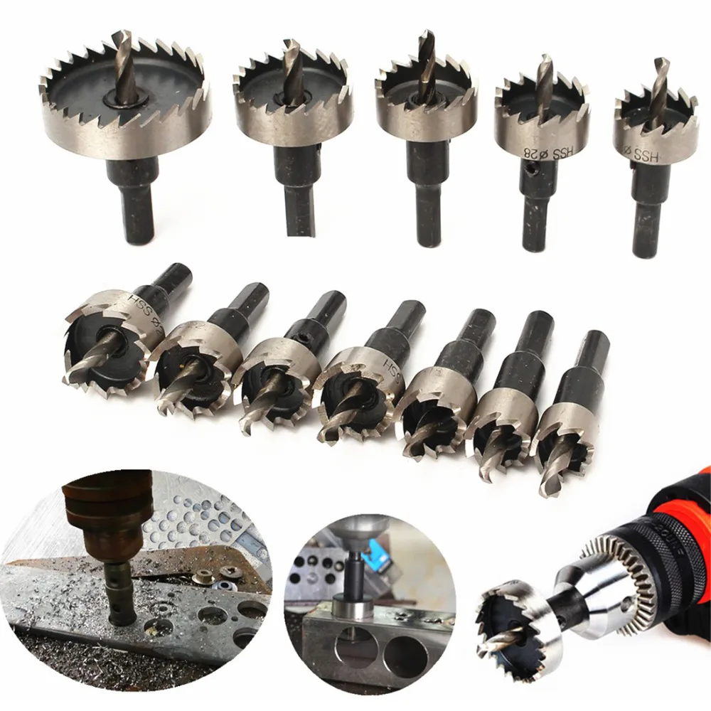 High Speed HSS Hole Saw Set, Broca, Coroa De Perfuração, Liga De Metal, Aço Inoxidável, Ferramenta De Corte De Madeira, 15-53mm, 15 Pcs