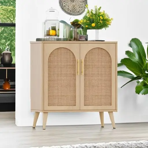 Armário de armazenamento com portas, Accent Bathroom Floor Cabinet, Modern Sideboard Buffet Cabinet for Living Room, Entrada