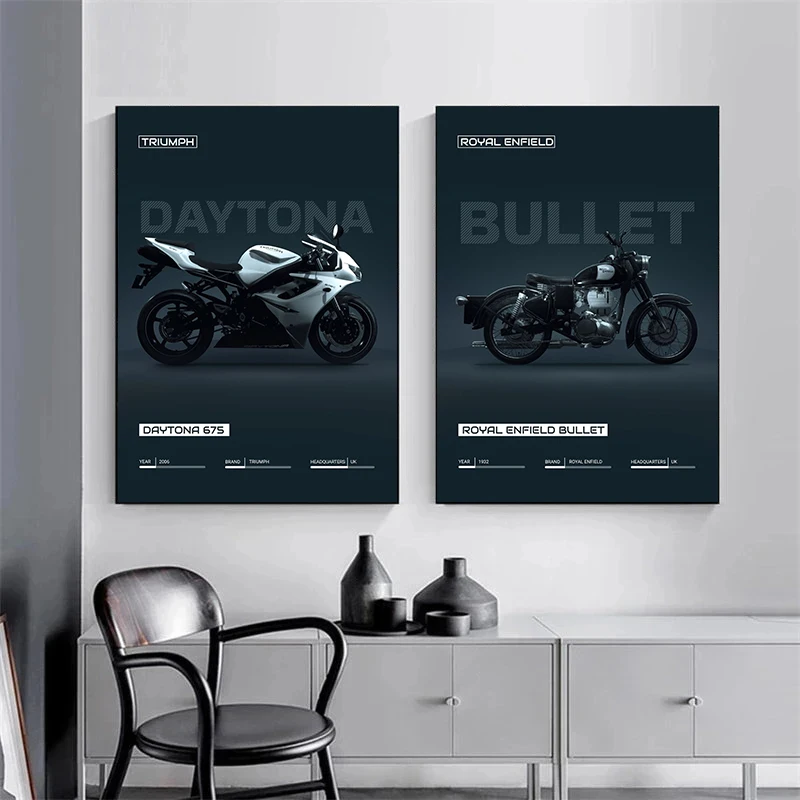 Modern Famous Bike Serise Posters Motorcycle Classic Model Canvas Printing Prints Wall Art Picture for Club Living Room Decor