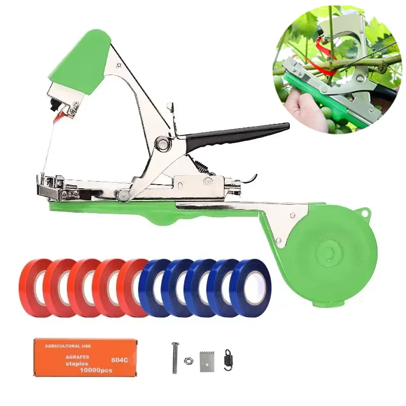 

Plant Tying Machine Tomato Tape Tool Fruit Twine Tool with 20 Rolls of Tape and 1 Box of Staple for Garden Vegetable Fruit