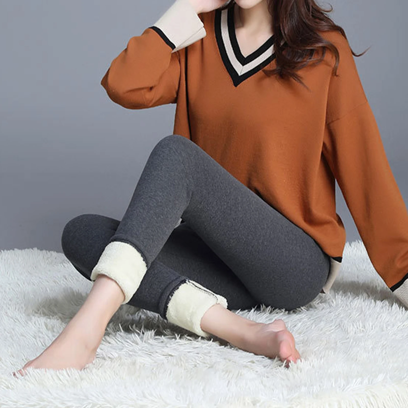 Leggings de inverno feminino meia-calça efeito da pele meias térmicas mulher translúcido pelúcia meias calças himere leggins lã de cordeiro leggins