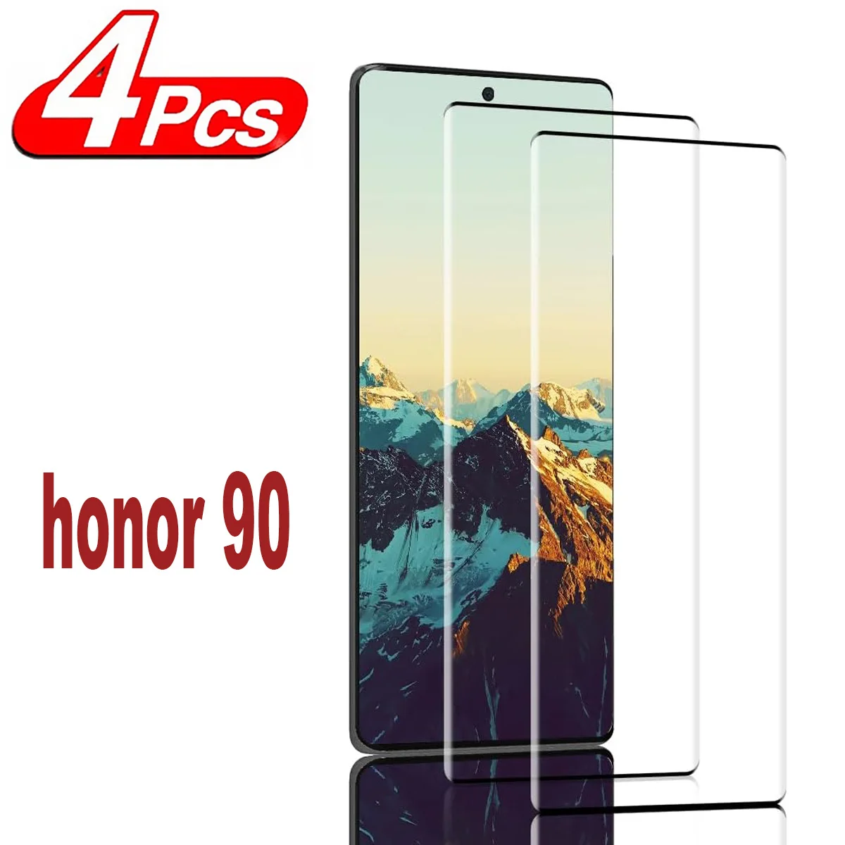 

2/4Pcs 3D Curved Four Sides Glue Tempered Glass For Huawei Honor 90 Film