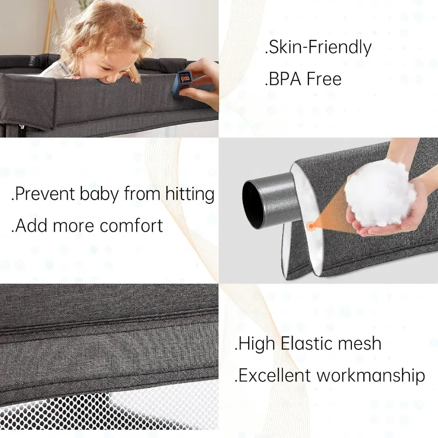 روضة أطفال قابلة للطي مقاس 79 × 59 من Cholena مع ساحة لعب سفلية لسياج أمان داخلي بمساحة لعب مع باب بسحاب أسود