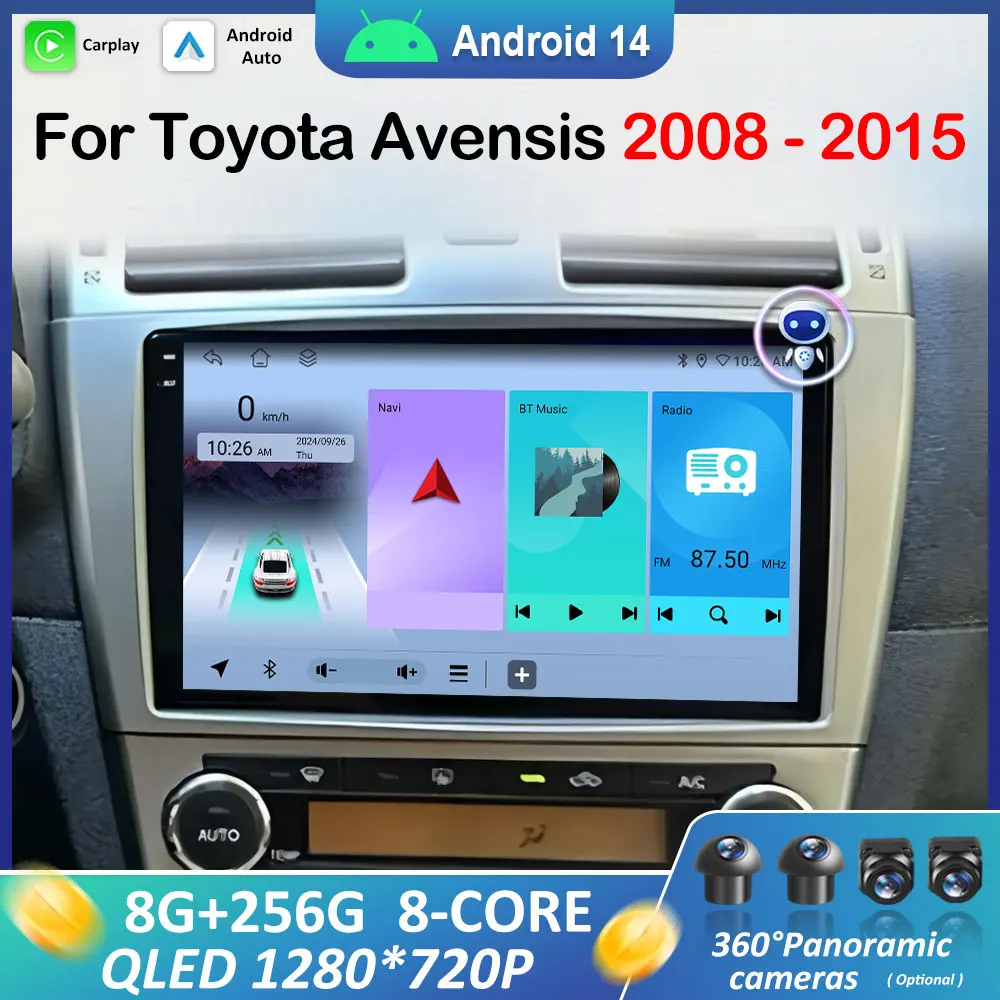 

for Toyota Avensis 2008 2009 2010 - 2015 Android Intelligent System Car Radio Multimedia Player GPS Navigation Carplay Head Unit