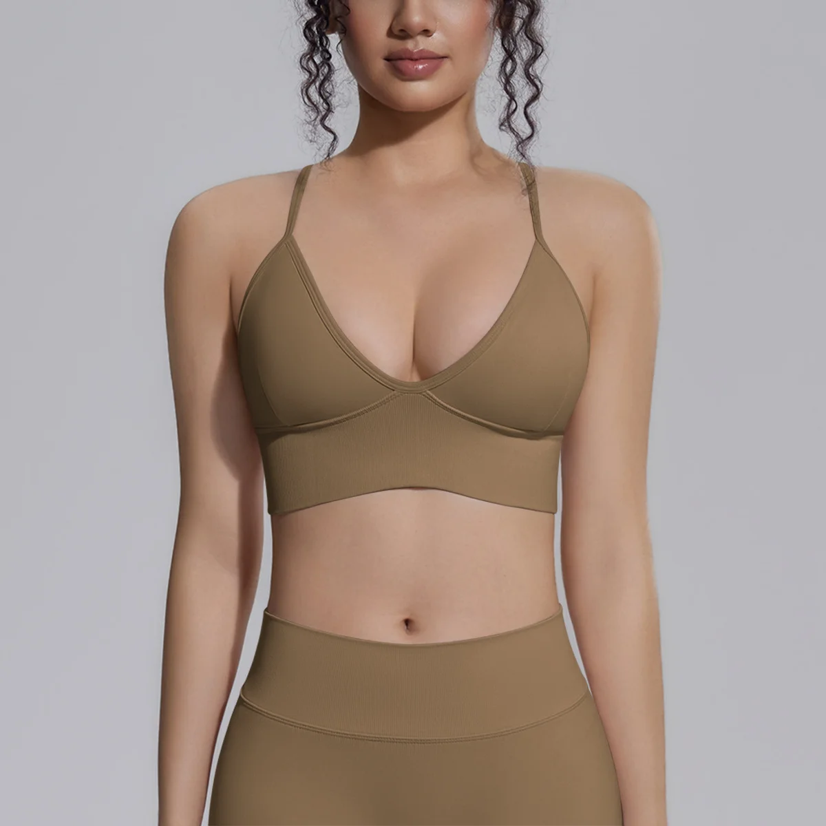 Sexy Gym Sports Yoga Bra Women's Shock-Absorbing Running Yoga Strap Bra Yoga Underwear with Chest Pad Solid Color Gather Yoga Bra