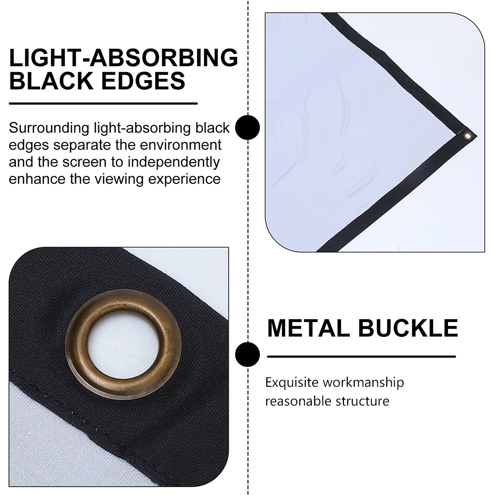 

Foldable Projector Screen Cloth Set 84 Inch 16:9 Black White Anti Glare Polyester Material 4 Hooks Included Portable Indoor