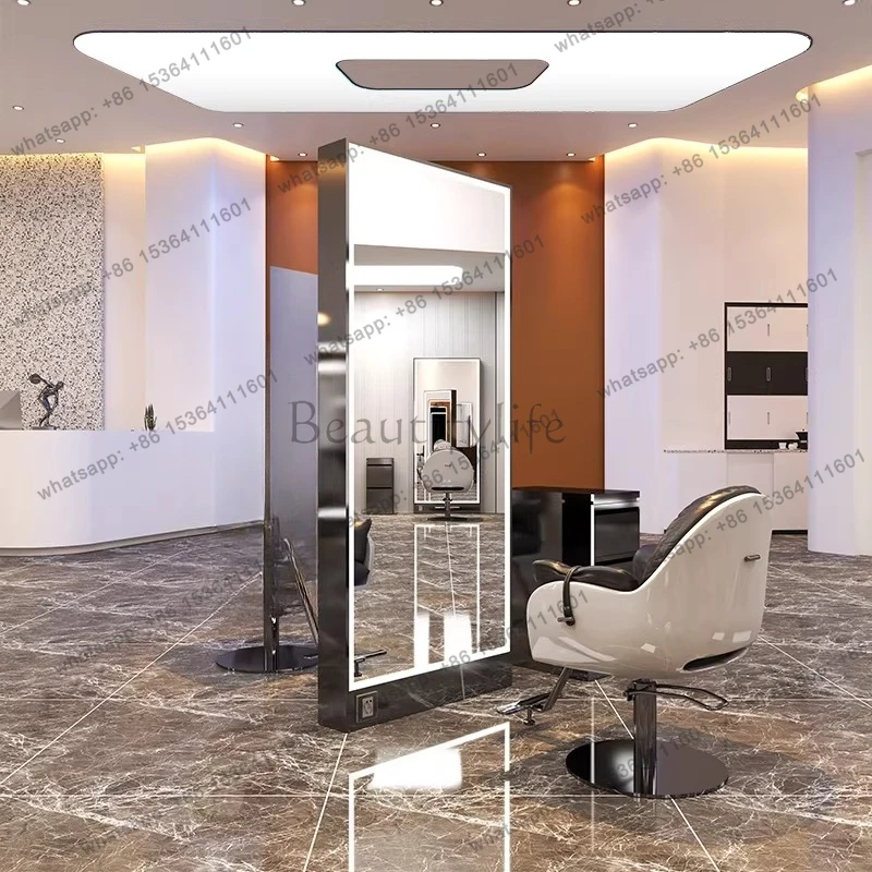 The new barbershop simple style single and double mirrors hang on the wall and stand on the floor for hair salons