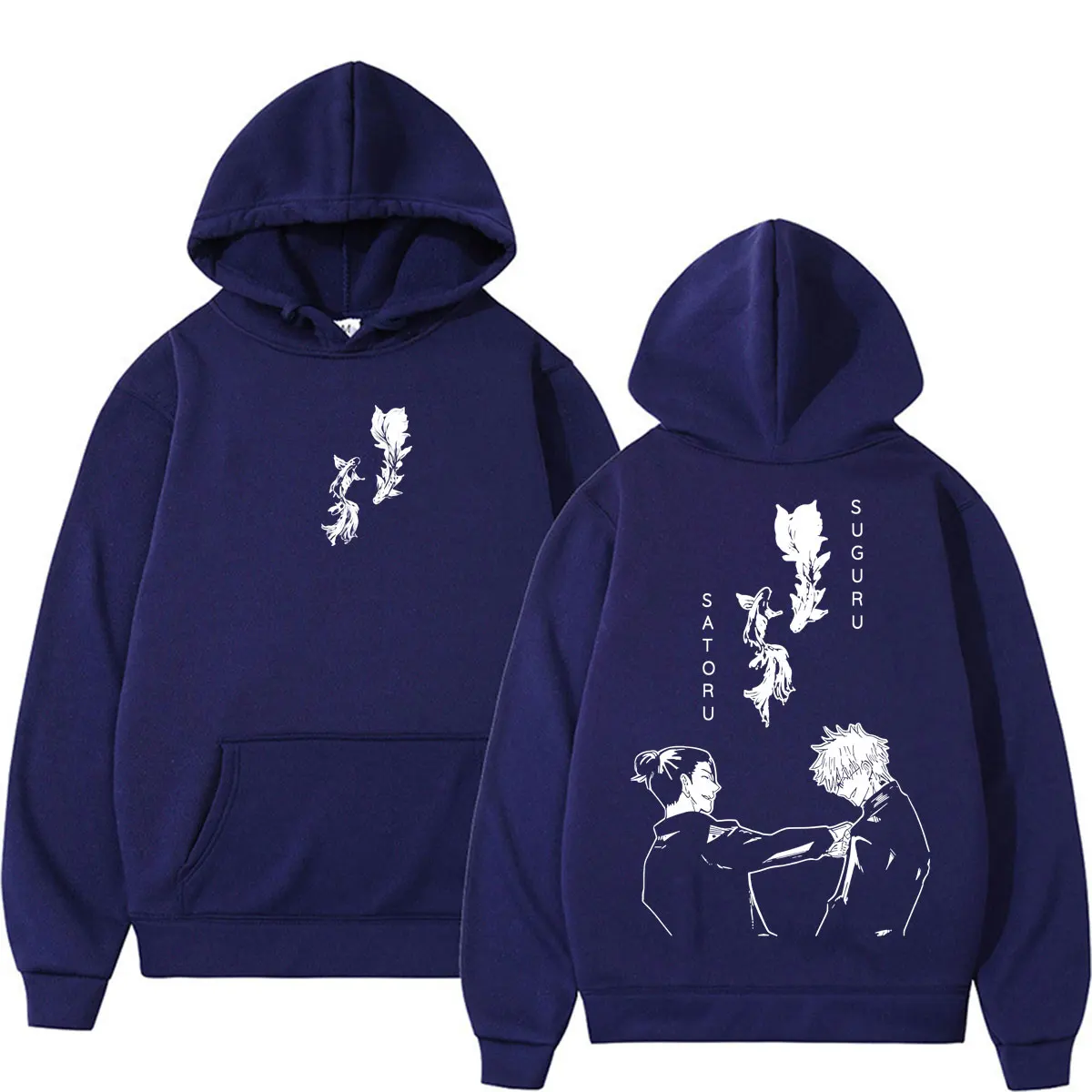 Anime Jujutsu Kaisen Gojo Satoru Geto Suguru Hoodie für Männer und Frauen Retro Beliebter Klassischer Trainingsanzug Fleece Oversized Kapuzenpullover – Detail 3