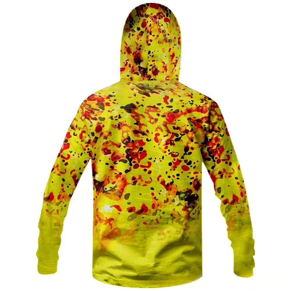 Men Fishing Clothes Multicolor Art Graphics Printed Sun Protection Mask Hoodies Outdoor Sports Breathable Sport Hoody