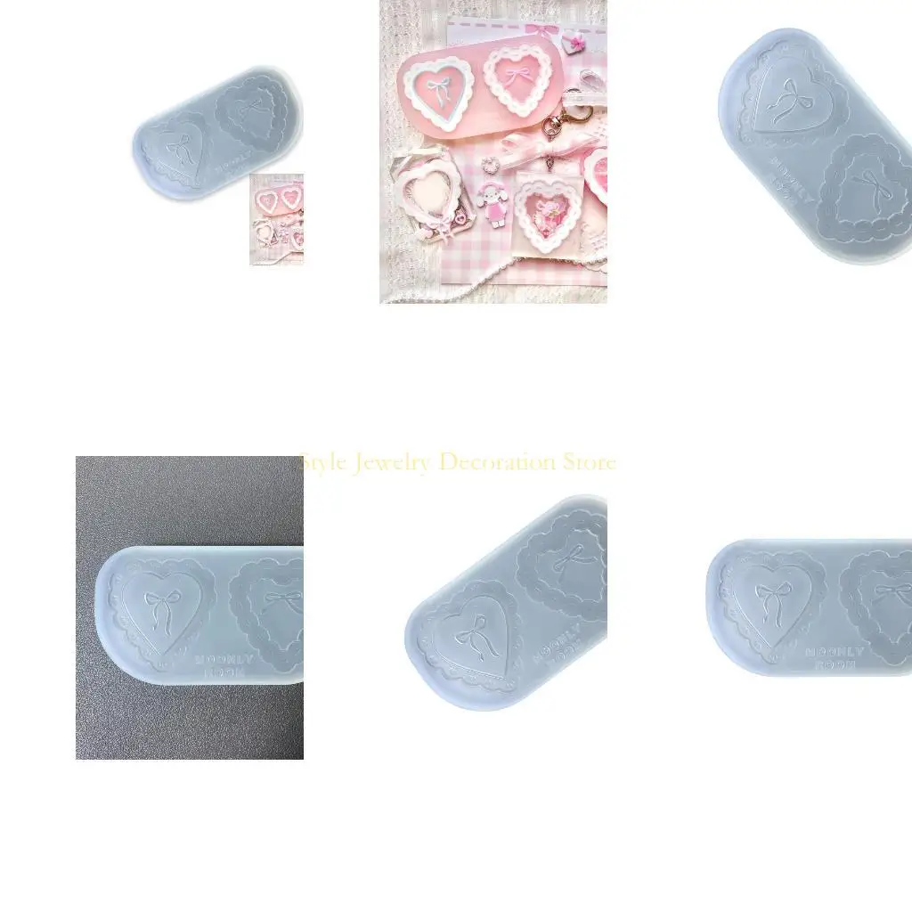 

D46E Jewelry Making Silicone Mold Easy Release Epoxy Resin Mould for Keychains Ornaments Lace Heart Bowknot Pendants Mould