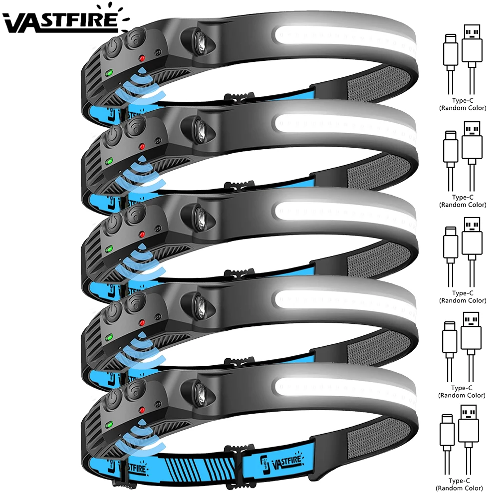 LED Headlamp Sensor Headlight With Built-in Battery Head Flashlight USB Rechargeable Work Light Head Lamp Super Bright Torch