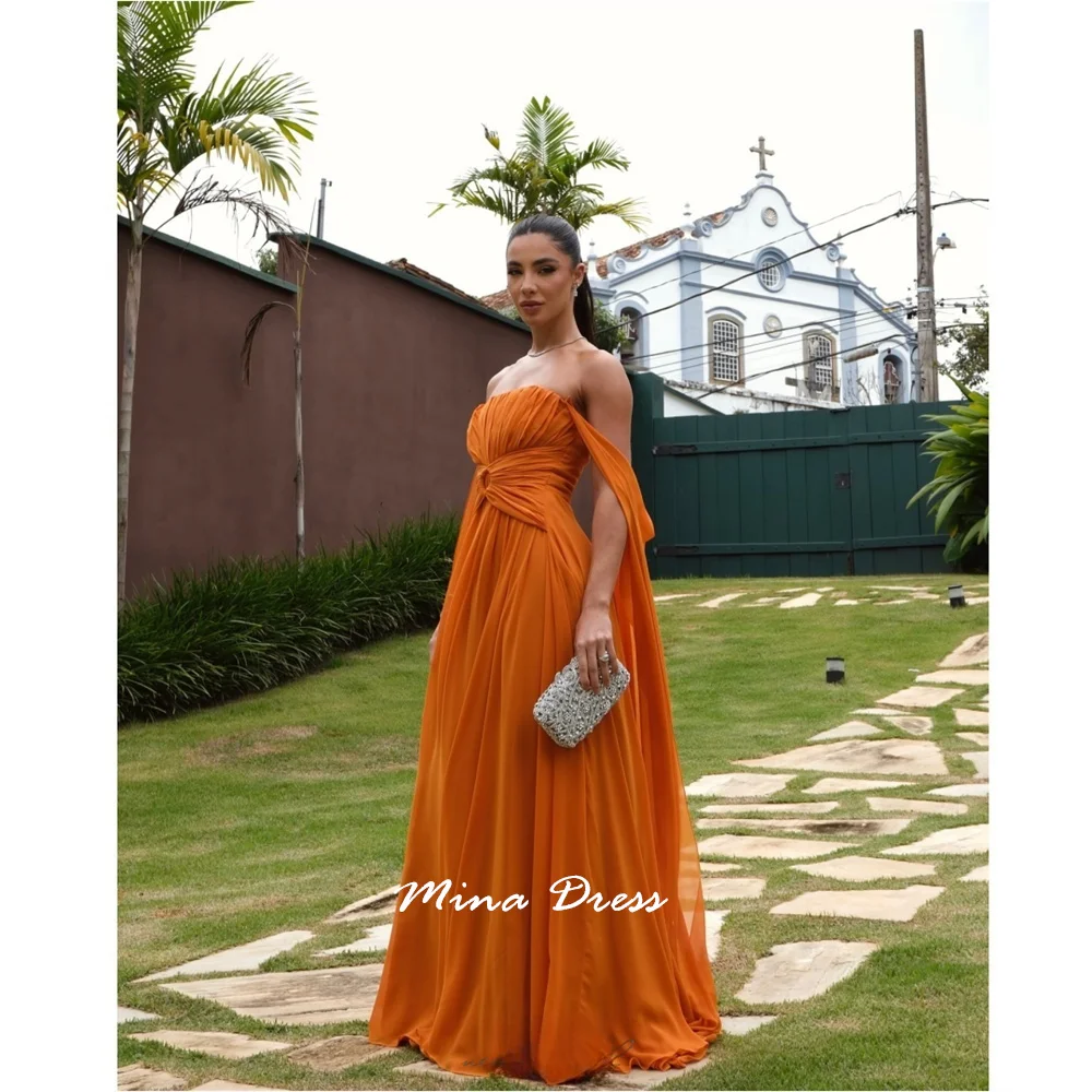 

Mina Customized One-Shoulder Evening Luxury Elegant Dresses Woman for Evening Party Strapless Pleated Throw Dress With Corset