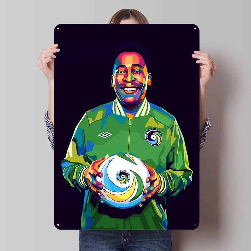 Pele Tinplate Sign Football Player Poster Bedroom Decoration Room Decor Men Custom Soccer Metal Signs for Wall Art Decoration