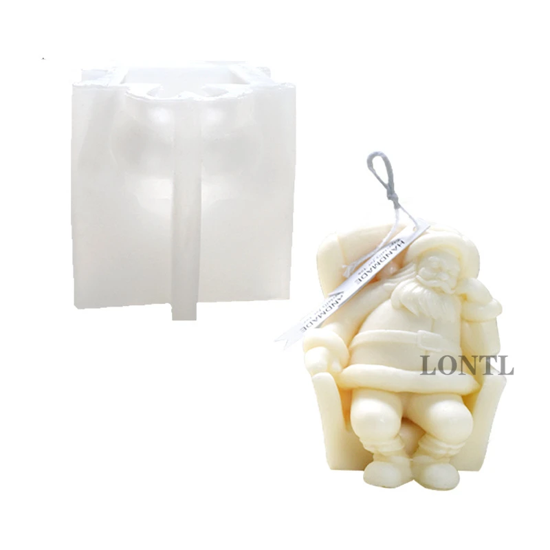 New Sleeping Santa Claus Silicone Candle Mold DIY Christmas Decoration Gypsum Resin 3D Crafts Casting Tools Home Gift Making