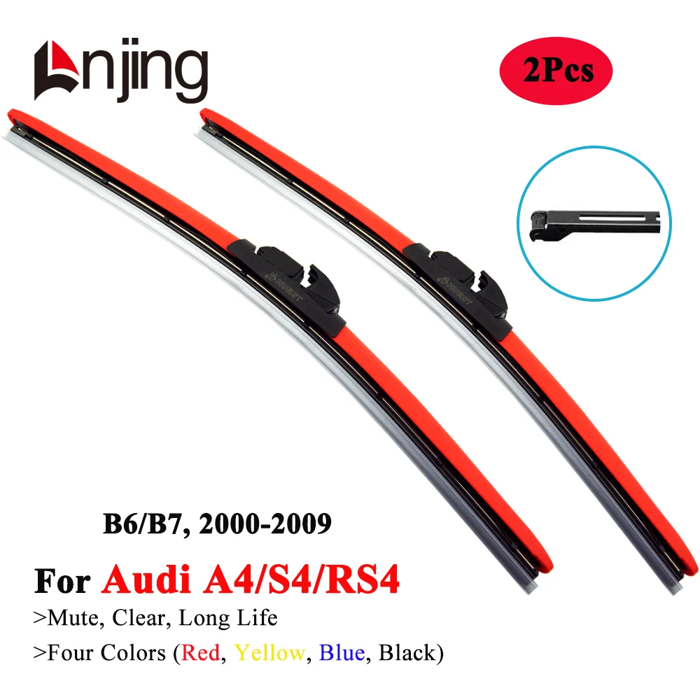 LNJING Colorful Wiper Blades For Audi A4 S4 RS4 B6 B7 8E 8H 2000 2001 2002 2003 2005 2006 2007 2008 2009 Car Replacement Parts