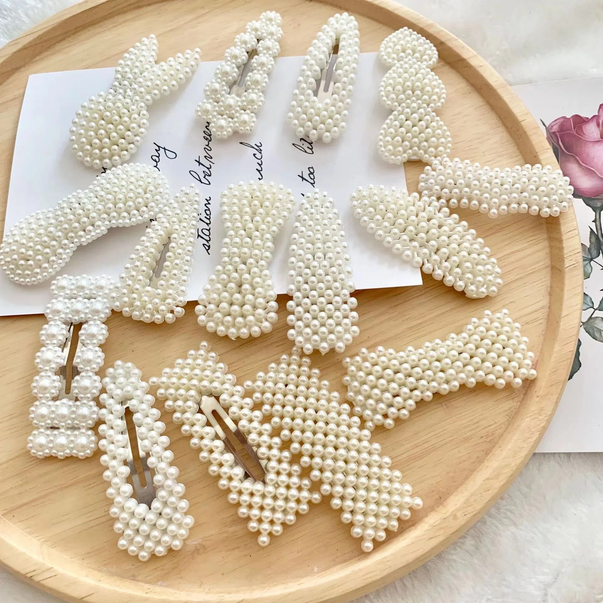 5Pcs Pearl Hair Clips For Women Imitation Pearl Hairpin Handmade Duckbill Clip Barrette Fashion Hairgrip Gilrs Hair Accessories