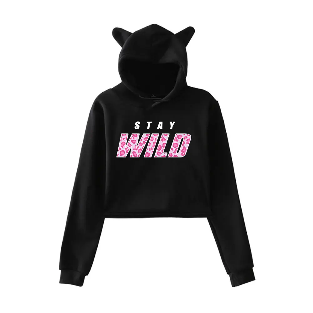 Ben Azelart Stay Wild Hoodie Vintage 90s Streetwear Merch Hoodies Sports Sweatshirts for Girls Cat Ear Crop Fashion Pullover