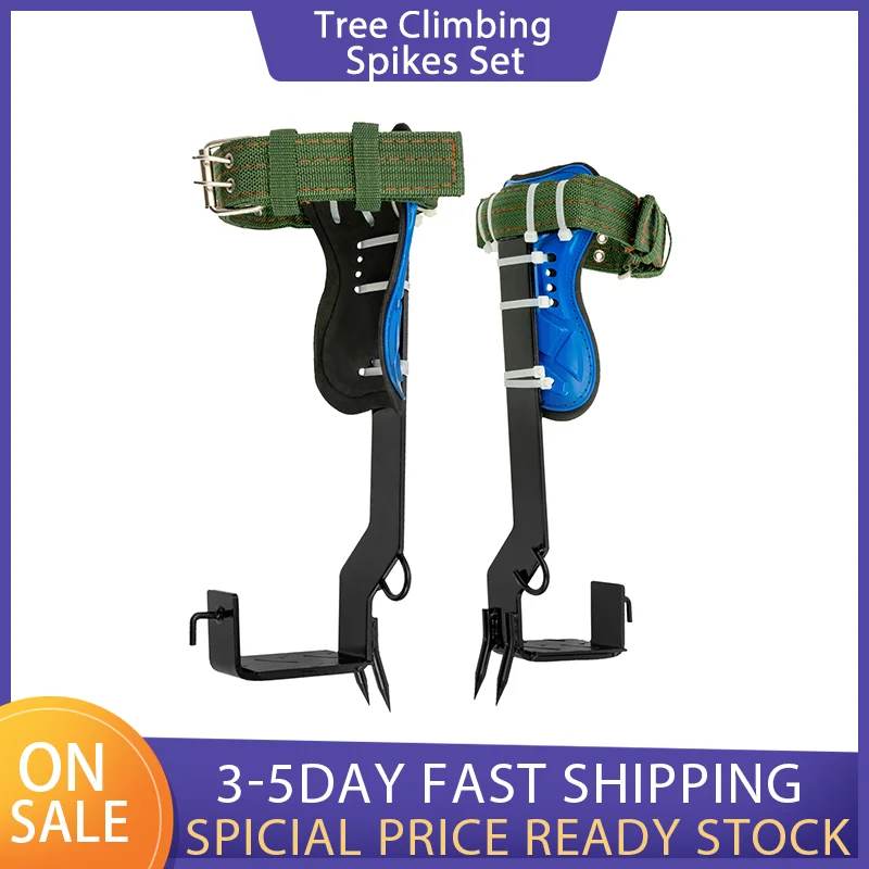 

Tree Climbing Spikes Gear for Tree Work-Adjustable Belt Lanyard Rope Rescue Belt 2 Gears,Portable Tree Climbing Kit