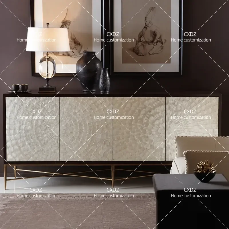Wooden Dining Side Cabinet Bedroom TV Stand Decorative Storage Locker Neoclassical Entrance Console Table