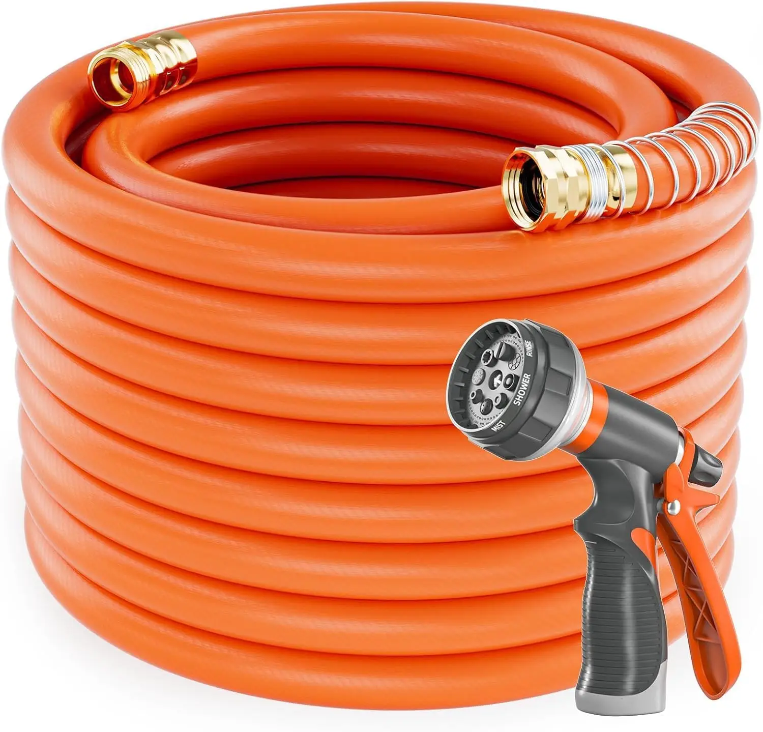

Garden Hose 100 ft x 3/4 in Heavy Duty, Flexible and Kink Resistant, All Weather Water Hose with 3/4" Solid Brass Fittings - for