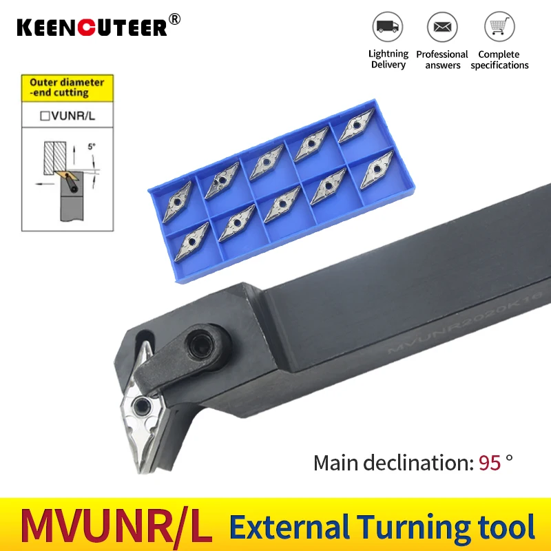 1pc MVUNL2020K16 MVUNR2525M16 External Turning Tool Holder VNMG Carbide Inserts MVUNR/L Lathe Cutting Tools Set