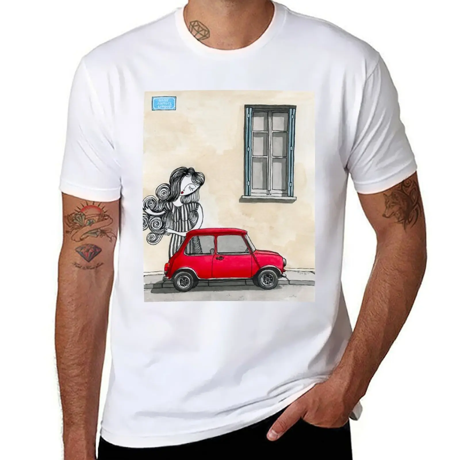 

[ORIGINAL] Vintage classic red car T-Shirt plain blue archive oversize t-shirts man t shirts men
