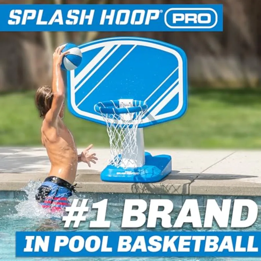 Poolside Water Basketball Hoop with 2 Balls and Pump for Swimming Pool Durable Vinyl Construction in Blue or Red Fun Portable D